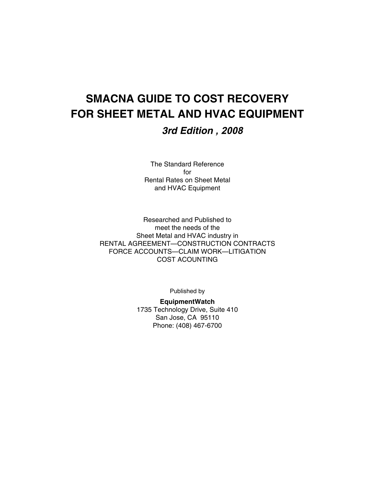 Guide to Cost Recovery for Sheet Metal and HVAC Equipment
